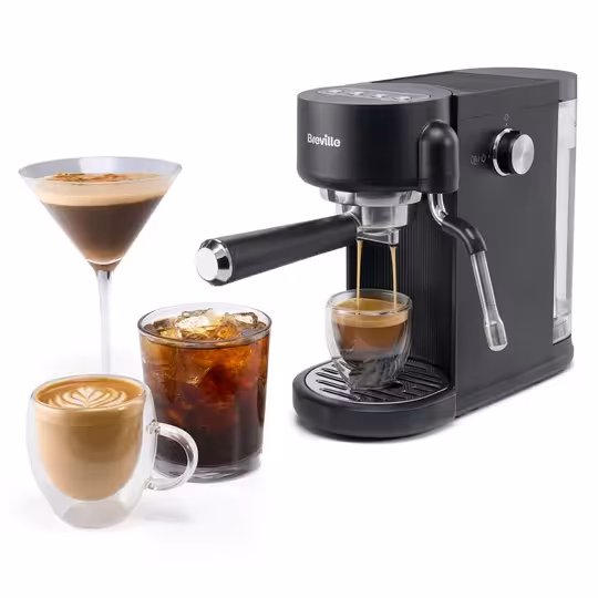 Breville Pixl VCF193 espresso machine with hot and cold coffee drinks