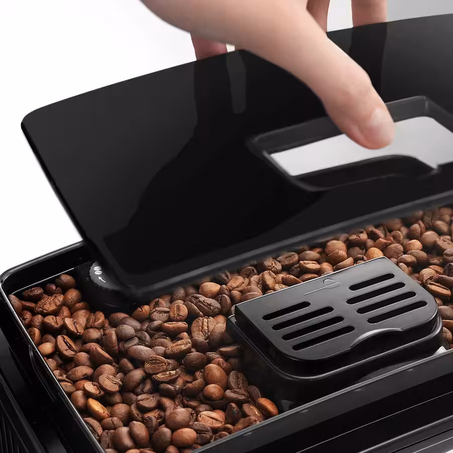 De'Longhi Magnifica S ECAM22.110.B Coffee Machine - Bean hopper filled with coffee beans