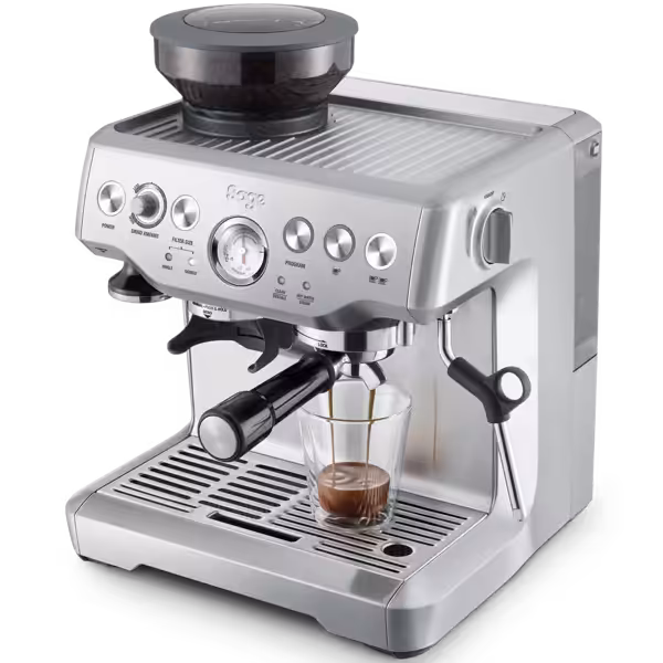 Sage the Barista Express BES875 espresso machine - Angled front and top view